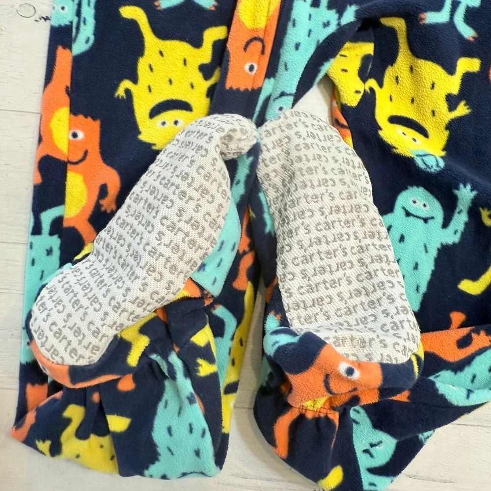 Carters kids monster print one piece footed‎ pajamas 5T